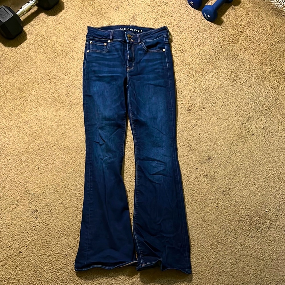 Super stretch flare leg jeans.